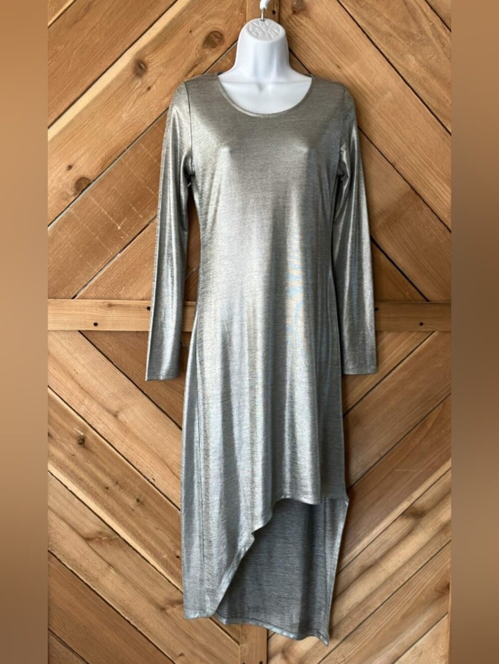 GB Junior Silver High-Low Long Sleeve Dress